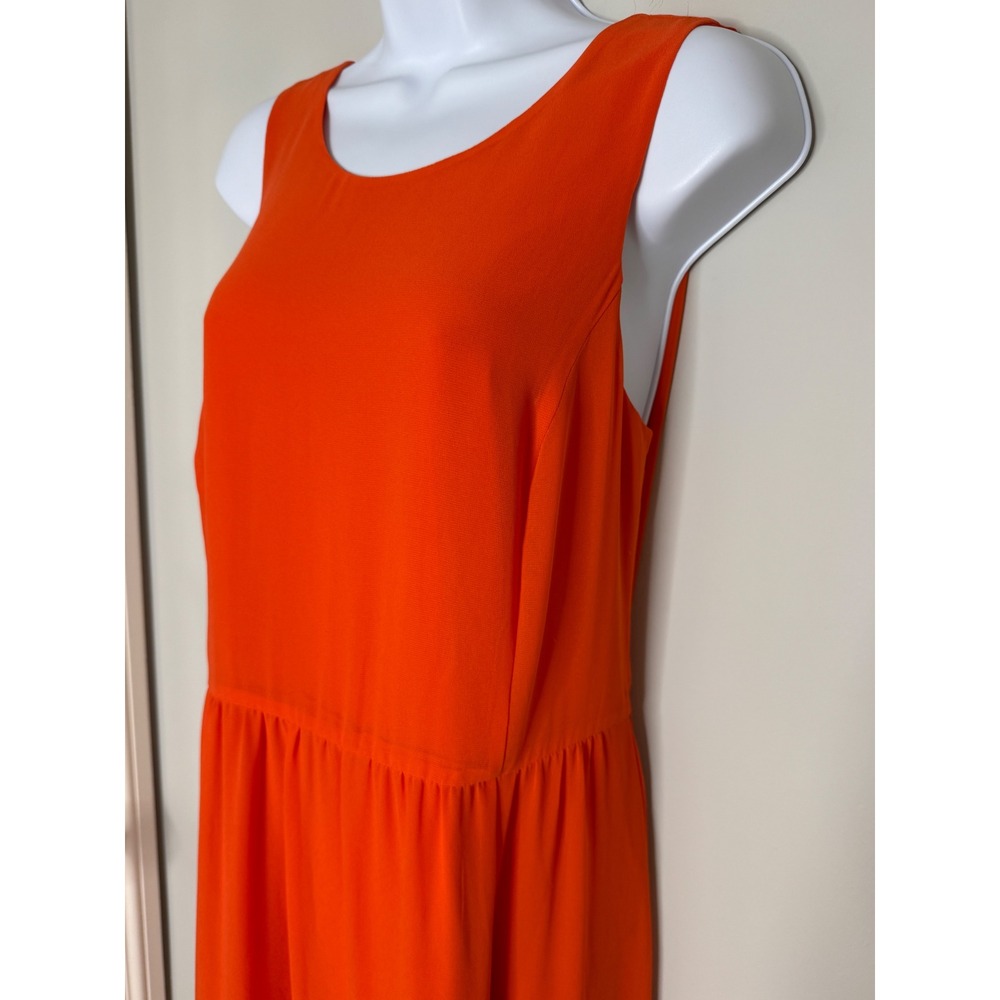 Gianni Bini Maxi Dress Womens L Orange Sleeveless Chiffon Side Slit Formal - Picture 2 of 16